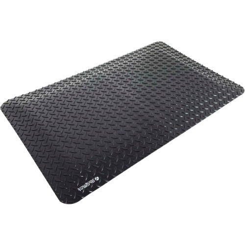 Global Industrial Diamond Plate Anti Fatigue Mat, 9/16in Thick, 2ft x 3ft, Black