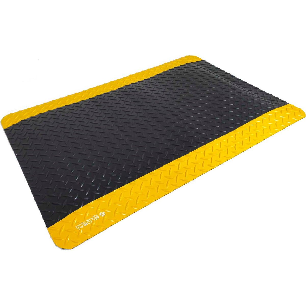 Global Industrial Diamond-Plate Anti Fatigue Mat, Black with Yellow