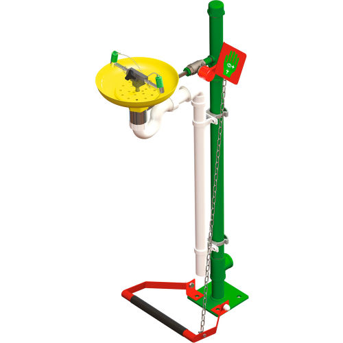 Hughes Eye and Face Wash Station, Pedestal Mount, ABS Plastic Bowl, Galvanized Pipe
