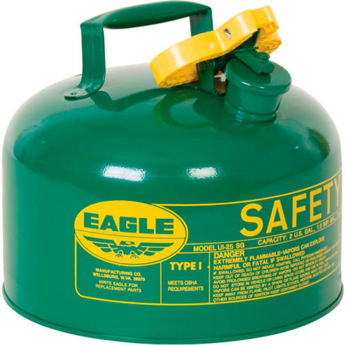 Eagle Type I Safety Can for Combustibles, Flame Arrester, 2.5 Gallon, Green