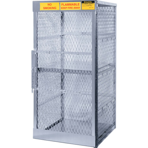 Justrite Vertical Cylinder Storage Cabinet, Single Door, 8 Cylinder Capacity, 30inW x 32inD x 65inH