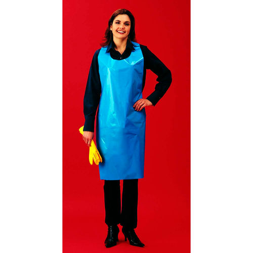 Keystone 1 Mil Polyethylene Disposable Apron, Blue, 28in x 46in, 100/Bag