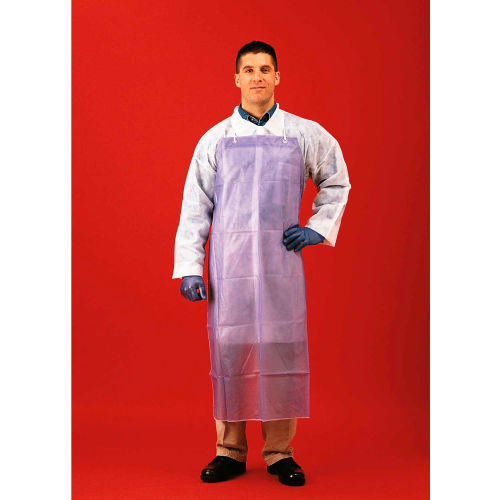 Keystone 8 Mil PVC Apron With Sewn Edge, Blue, 35in x 45in, 12/Bag