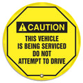 ANSI Caution Steering Wheel Cover: This Vehicle Is Being Serviced