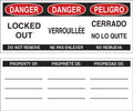 StopOut Plastic Padlock Danger Label: Locked Out, Do Not Remove