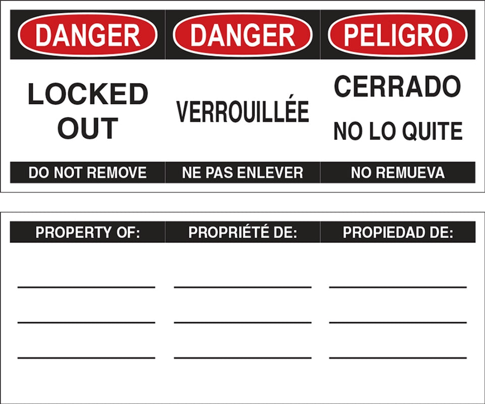 StopOut Plastic Padlock Danger Label: Locked Out, Do Not Remove