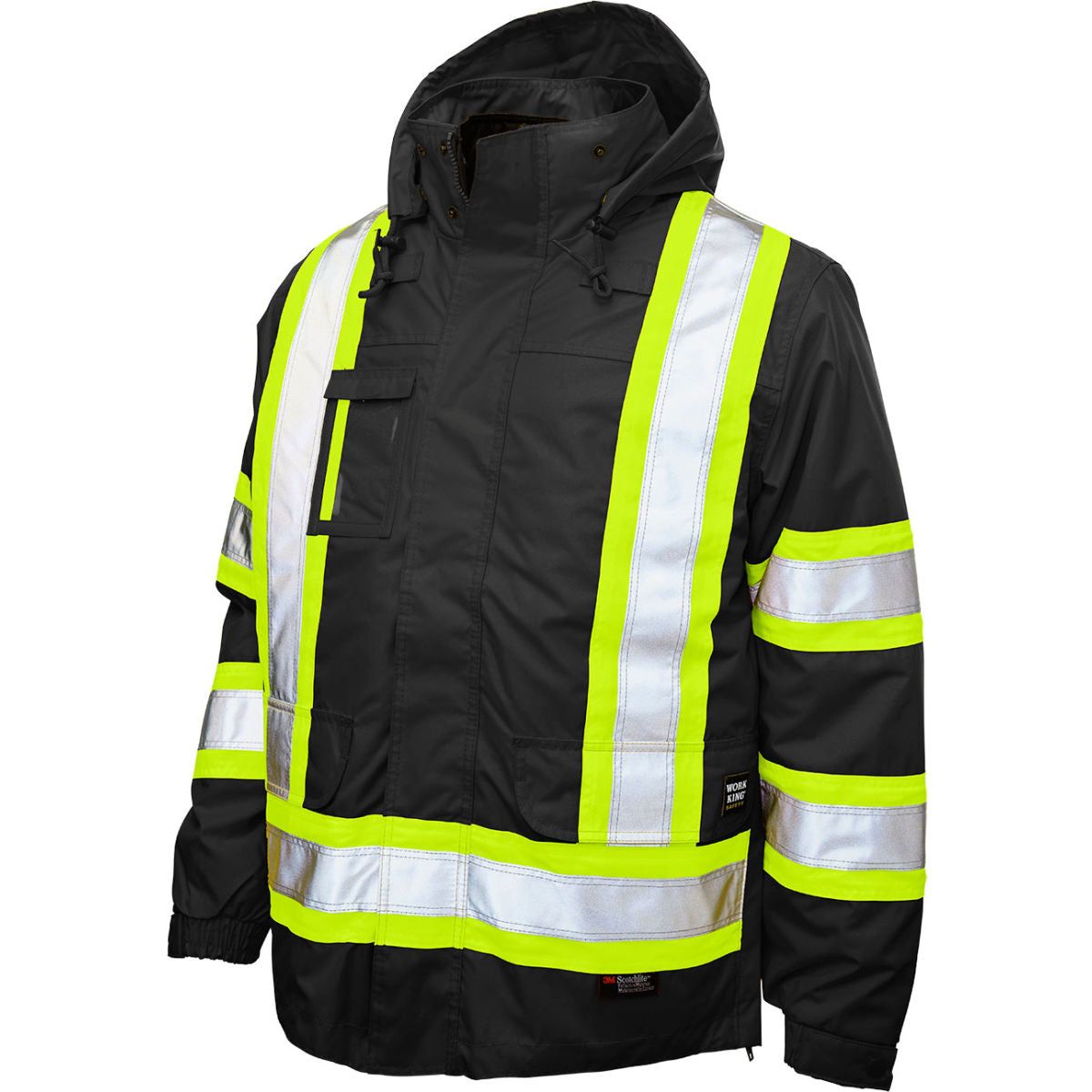 Tough Duck Men's Poly Oxford 5-In-1 Safety Jacket, XS, Black