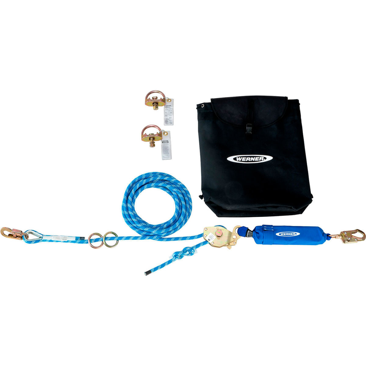 Werner 100' 2 Man Rope Horizontal Lifeline with D Bolt & Ratchet