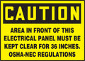 AccuformNMC Electrical Panel Clearance Label Keep Clear 36 in