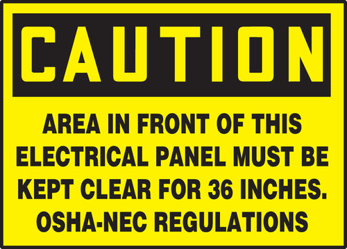 AccuformNMC Electrical Panel Clearance Label Keep Clear 36 in