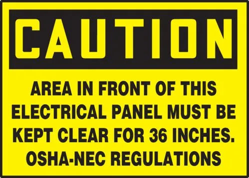 AccuformNMC Electrical Panel Keep Clear Labels