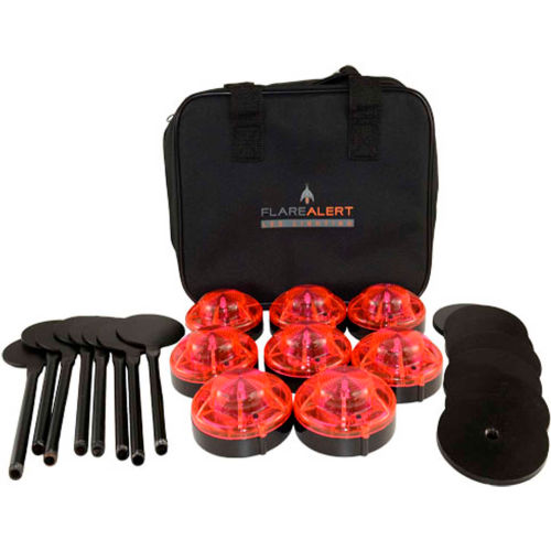 FlareAlert Standard Battery Powered LED Emergency Beacon Kit, 8 Beacons, Red