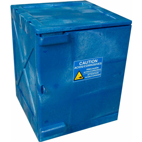 Eagle 4 Gallon Poly Acid Corrosive Cabinet, Manual Close, 1 Door, 18inW x 18inD x 22inH, Blue