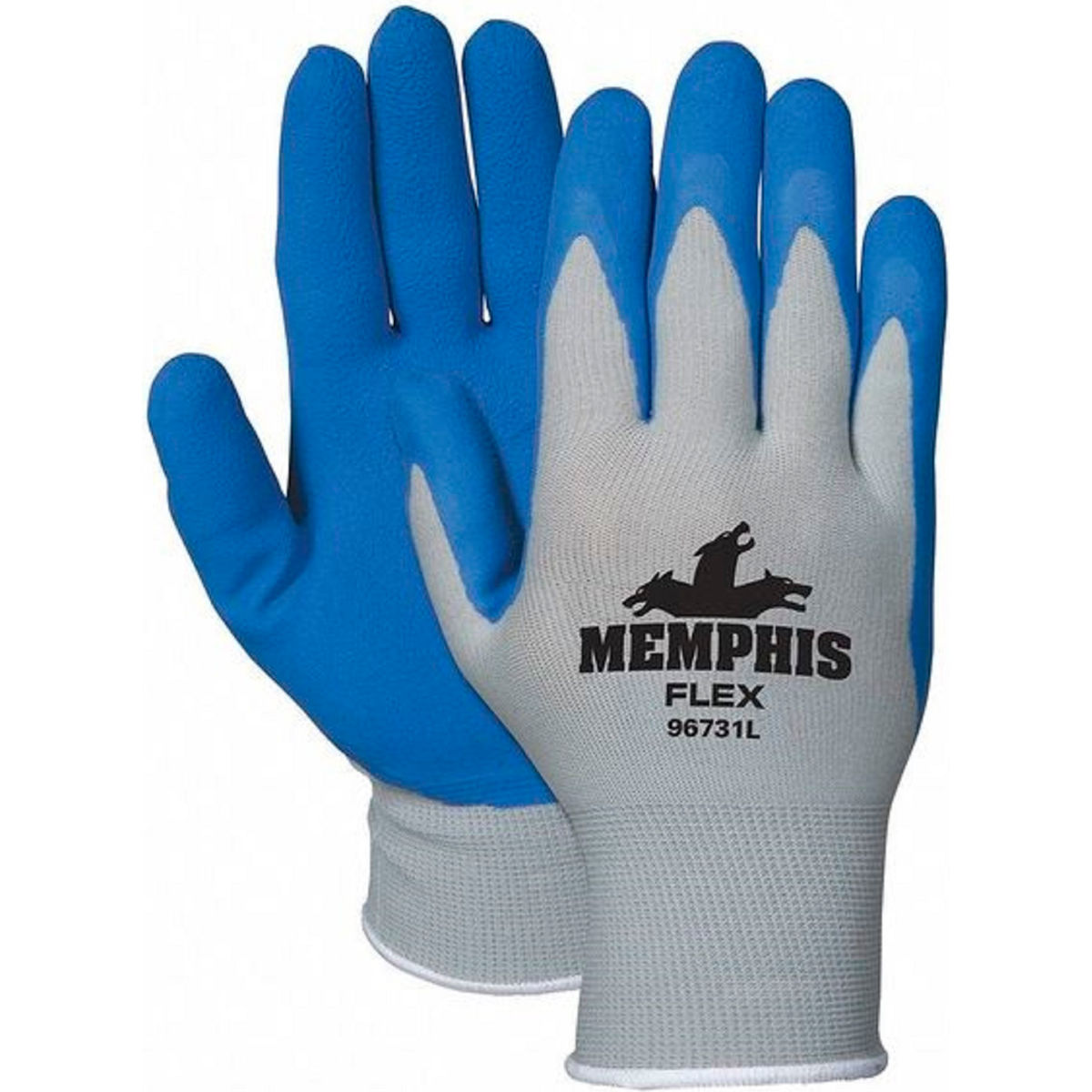MCR Safety Nylon, Rubber, Latex Coated Gloves, Gray, Size S