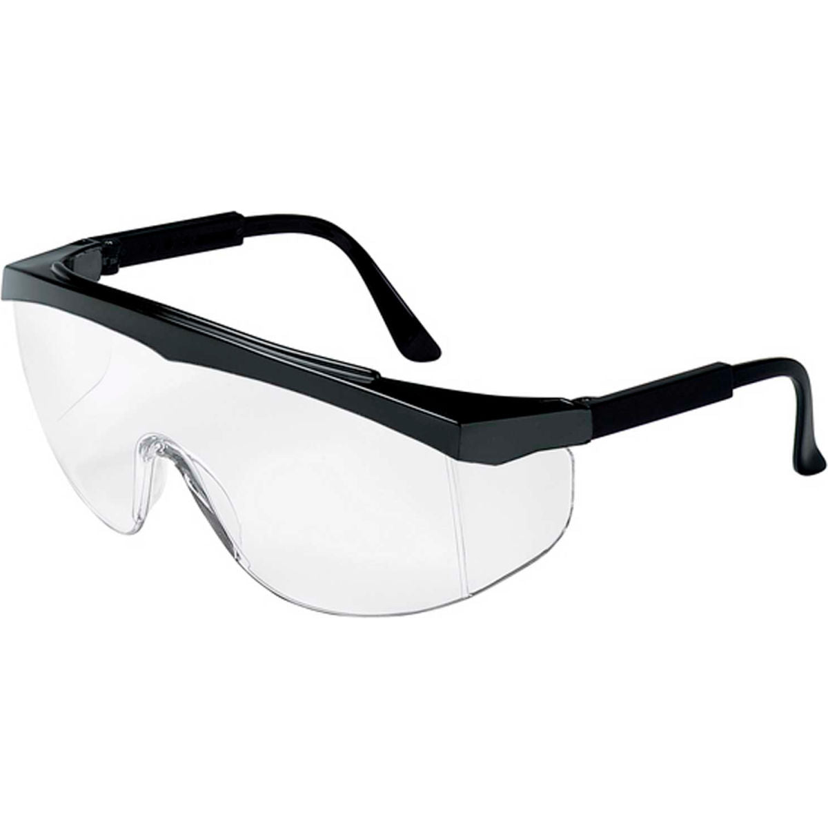 MCR Safety SS010 Stratos Safety Glasses, Black Frame, Clear Uncoated Lens