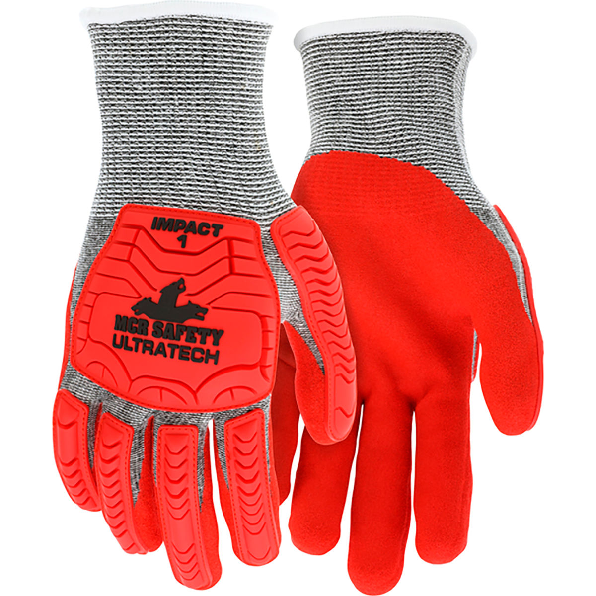 MCR Safety Polymer Cut Resistant Gloves, ANSI A5, 13 Gauge, Red, Size M
