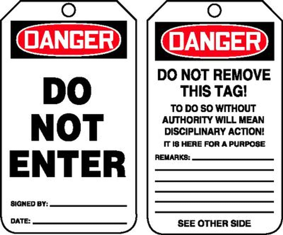 OSHA Danger Safety Tag: Do Not Enter