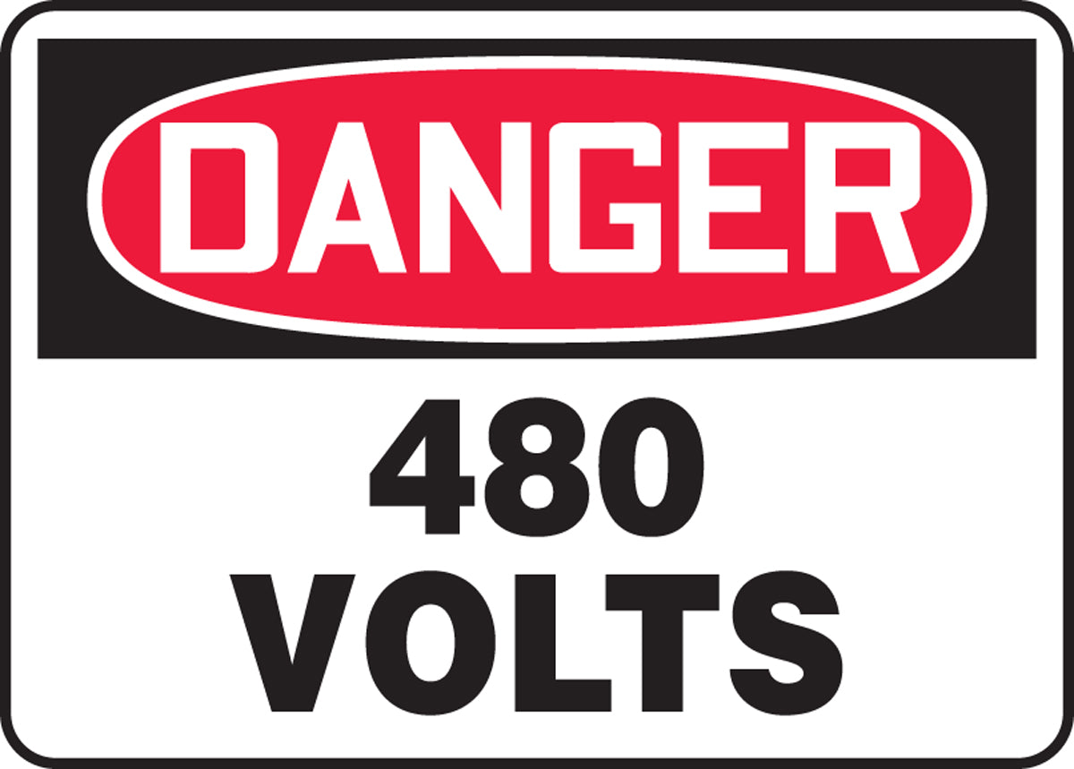 OSHA Danger Safety Sign: 480 Volts