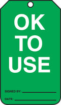 AccuformNMC Equipment Status Safety Tag - OK To Use