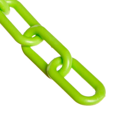 Mr. Chain Heavy Duty Plastic Barrier Chain, 1-1/2in x 500ft L, HDPE, Safety Green