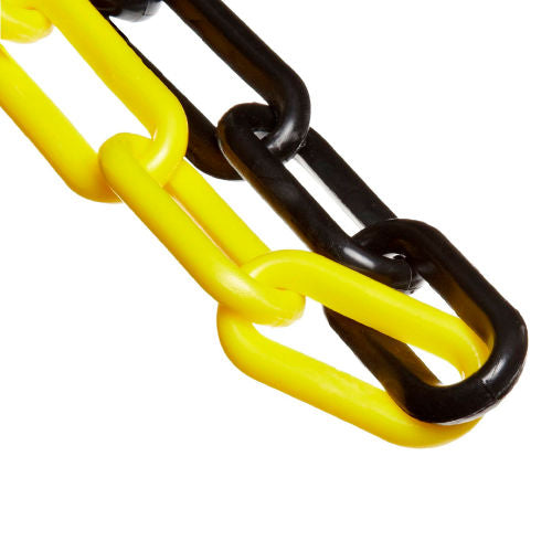 Mr. Chain Plastic Barrier Chain, 1-1/2in x 50ft, Black and Yellow