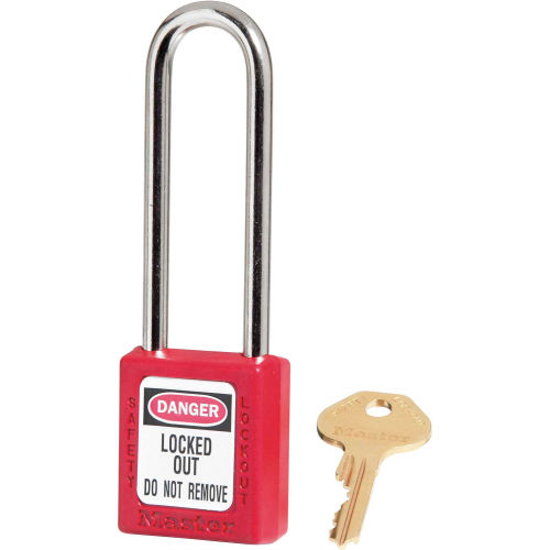 Master Lock Thermoplastic Zenex 410KALTRED Safety Padlock, 3inH Shackle, Red