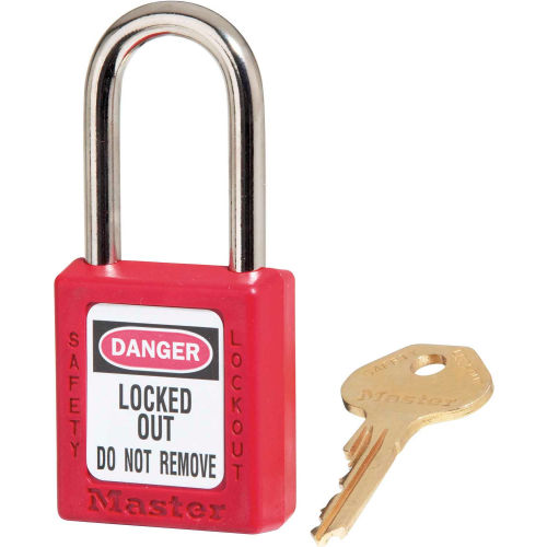 Master Lock Thermoplastic Zenex 410KAS12RED Safety Padlock, Red, 12/Set