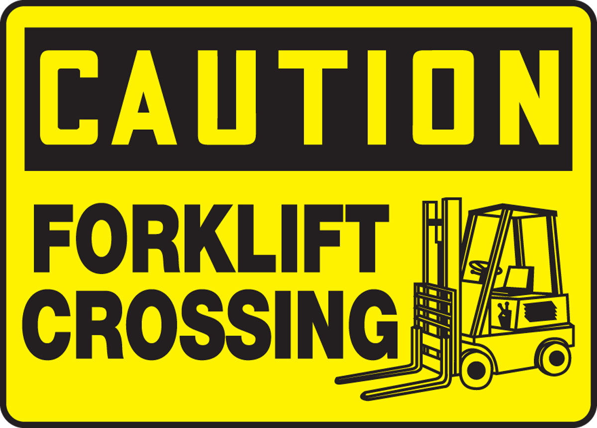 Caution Safety Sign: Forklift Crossing