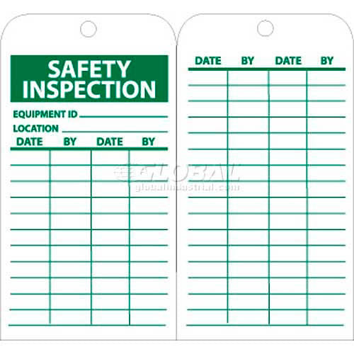 AccuformNMC Safety Inspection Record Tags, 6" x 3", Pack of 25