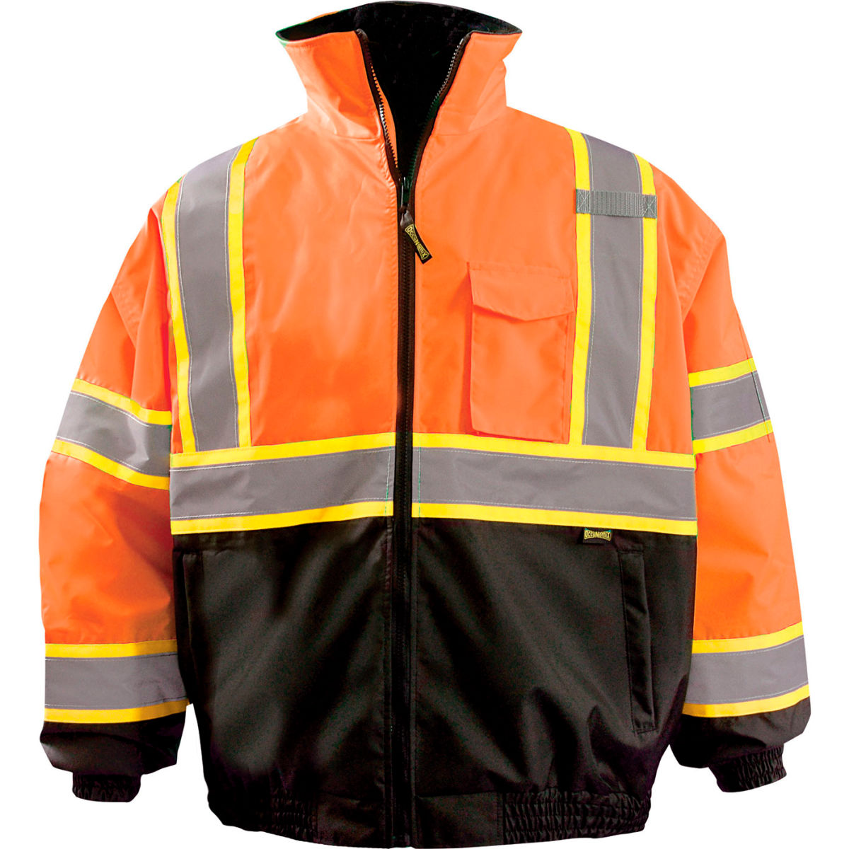 OccuNomix 2-in-1 X Back Hi-Visibility Bomber Jacket with Black Bottom, Class 3, 2X, Orange
