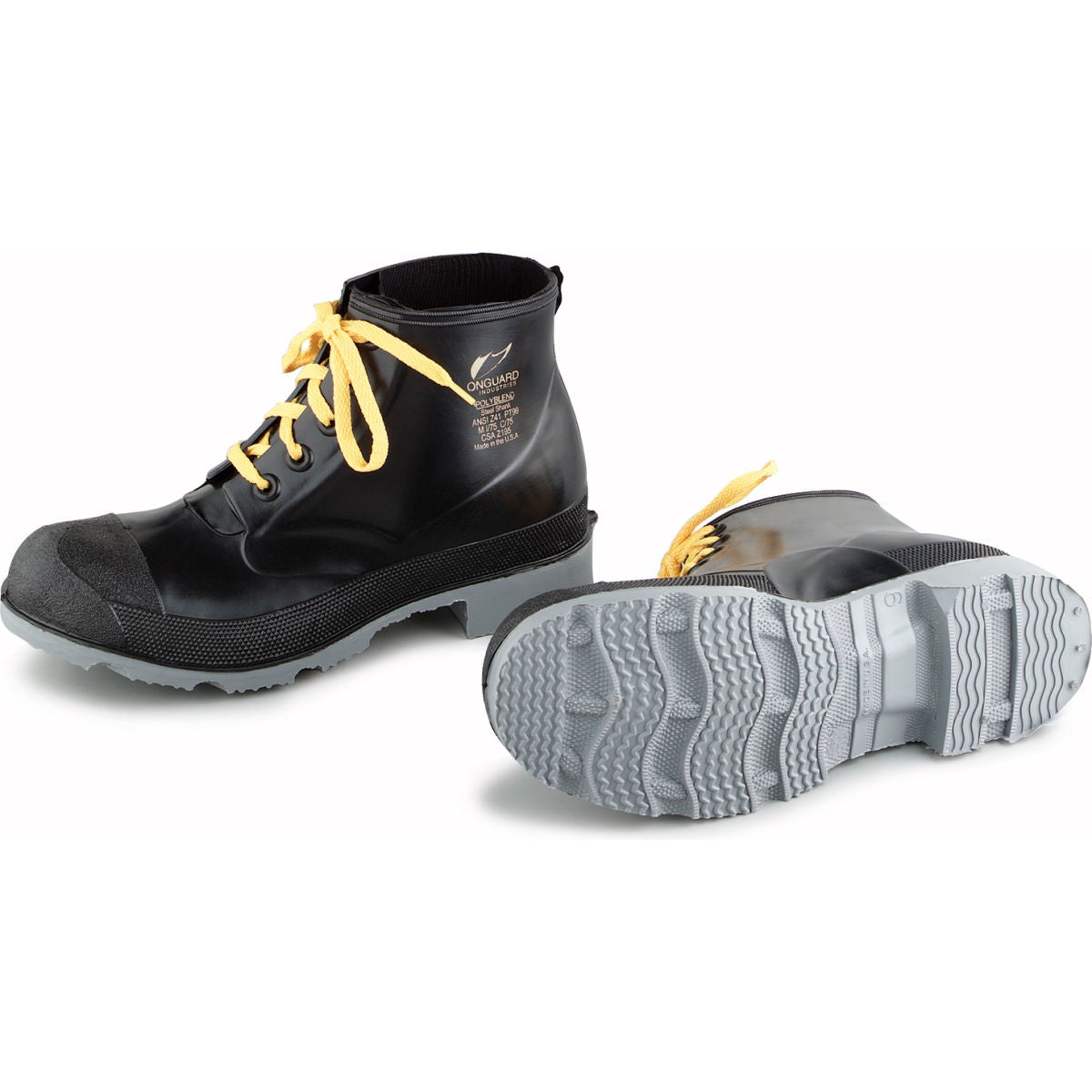 Onguard Men's Boot, 6in Polyblend Black Steel Toe W/Cleated Outsole, PVC, Size 7