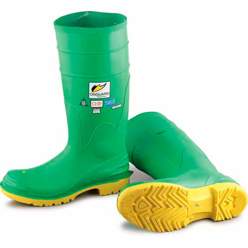 Onguard Men's Boot, 16in Hazmax Ez-Fit Green/Yellow, Steel Toe/Mid-sole, PVC, Size 8