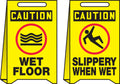 OSHA Caution Reversible Fold-Ups Floor Sign: Wet Floor, Slippery When Wet