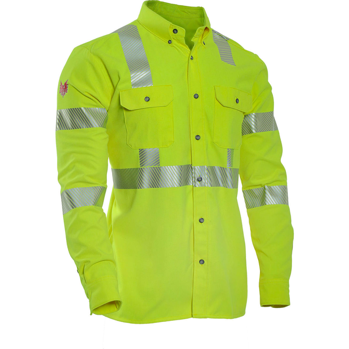 DRIFIRE Hi-Vis Work Shirt, Type R, Class 3, XL, Fluorescent Yellow, DF2-AX3-324LS-HY-XL