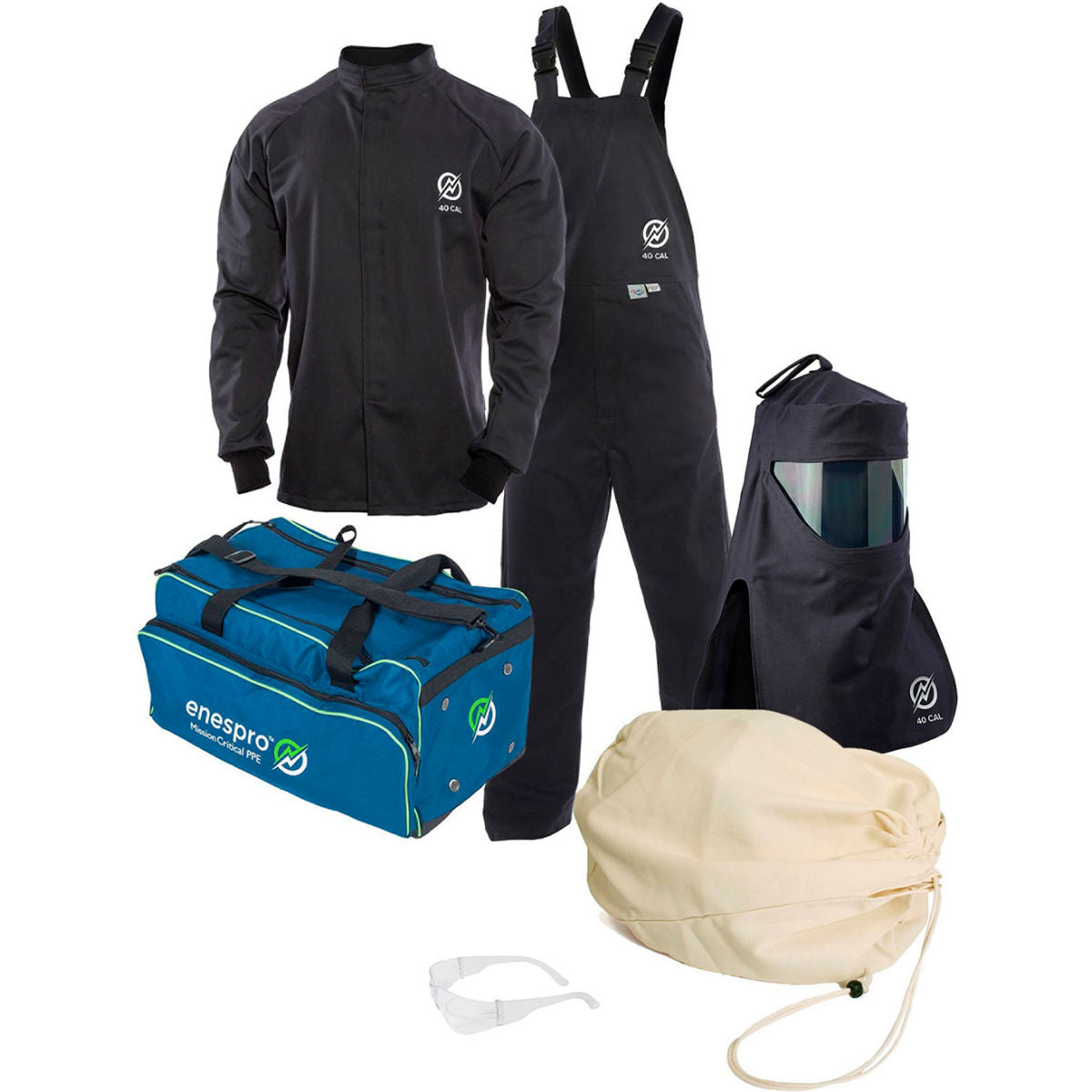 Enespro ArcGuard 40 cal/cm2 Compliance Arc Flash Kit, Short Coat & Bib Overall, XL, No Gloves