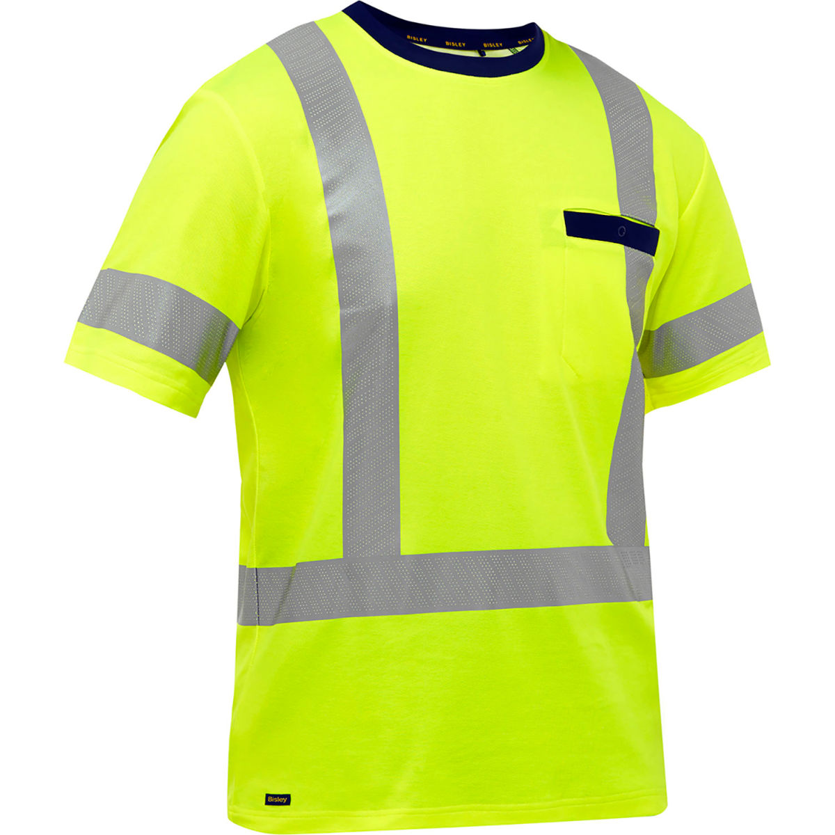 Bisley Men's X-Back Short Sleeve T-Shirt, Class 3, L, Hi-Vis Yellow