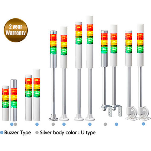 Patlite LR4 3-Tier LED Signal Tower Light with L-Bracket and Buzzer, 24V, Red/Amber/Green