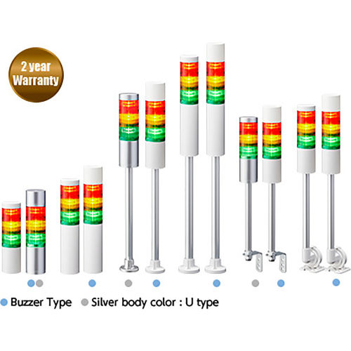 Patlite LR6 LED Signal Tower Light with L-Bracket, 2-3/8in Dia., 24V, Red/Amber/Green