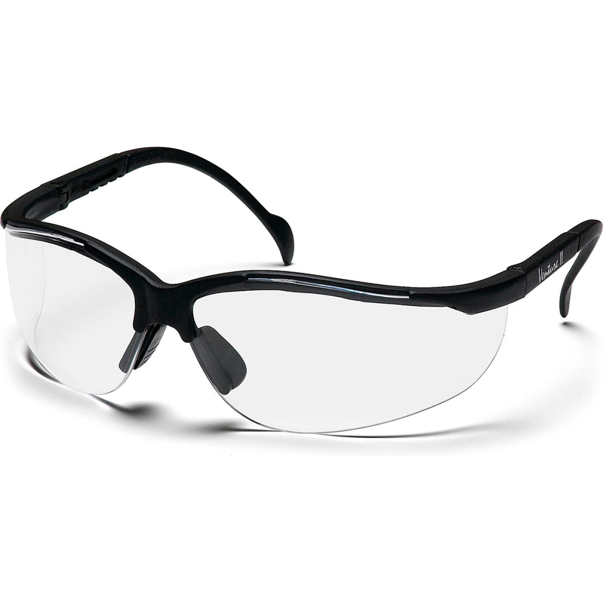 Pyramex Venture II Safety Glasses Clear Lens, Black Frame, Pack of 12