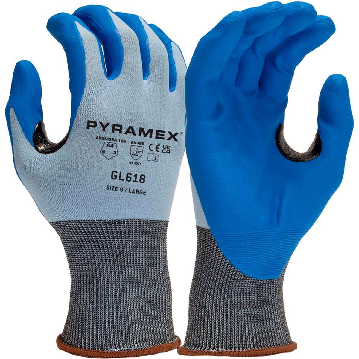 Pyramex Nitrile Cut Resistant Gloves, ANSI A1, 18 Gauge, Blue, Size S, Pack of 12