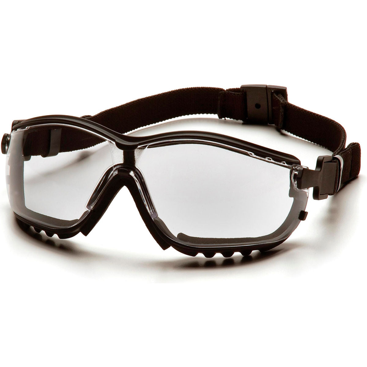 Pyramex V2G Safety Goggles, Clear Anti-Fog Lens, Black Strap/Temples, Pack of 12