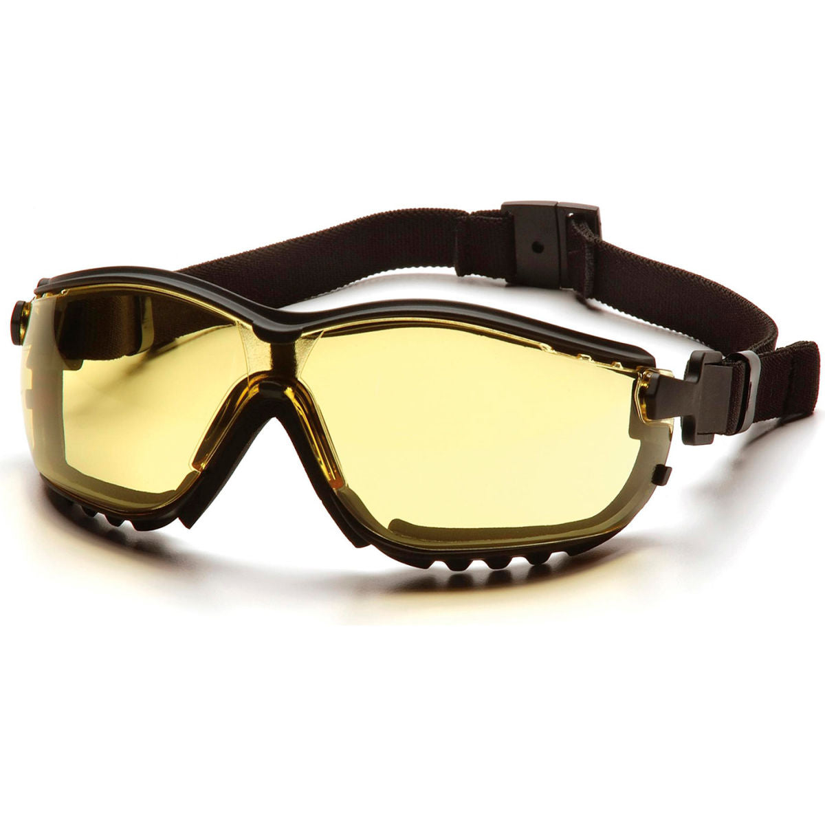 Pyramex V2G Safety Goggles, Amber Anti-Fog Lens, Black Strap/Temples, Pack of 12