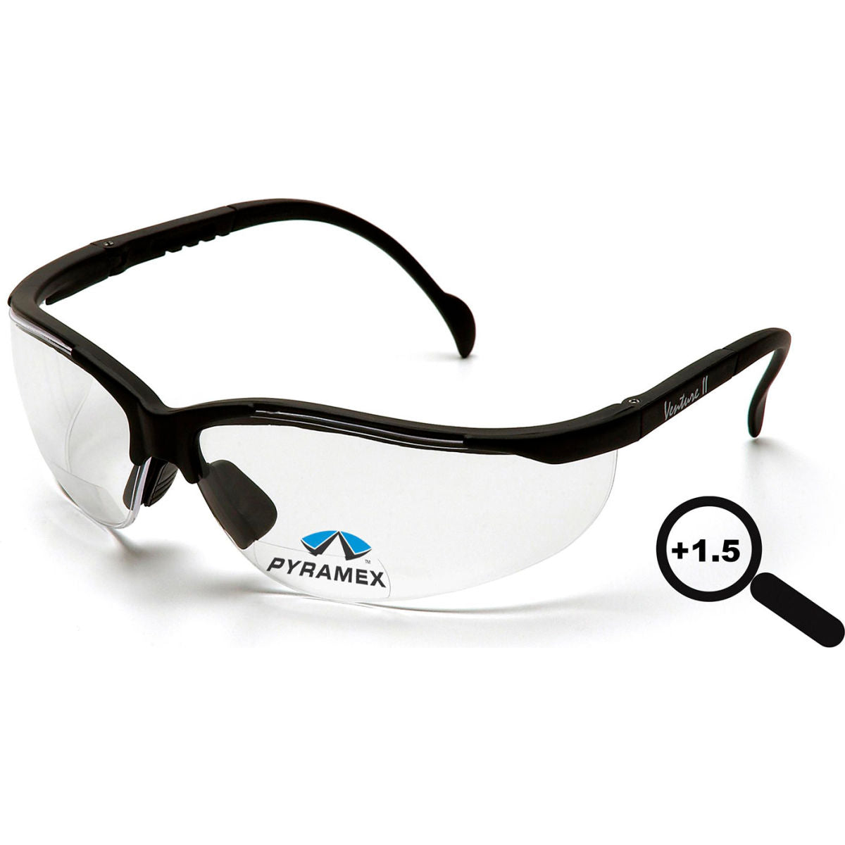 Pyramex V2 Readers Safety Glasses, Clear 1.5 Lens, Black Frame, Pack of 6