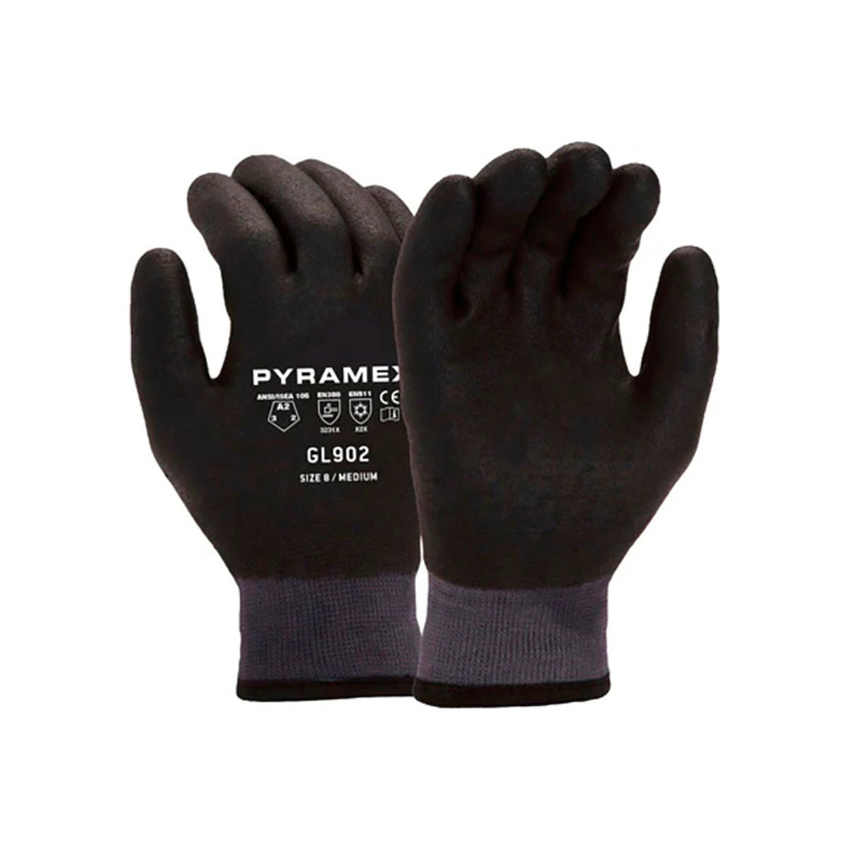 Pyramex Nylon, Acrylic, HPT Cut Resistant Gloves, ANSI A2, Outer 15 Inner 7 Gauge, Black, Size M