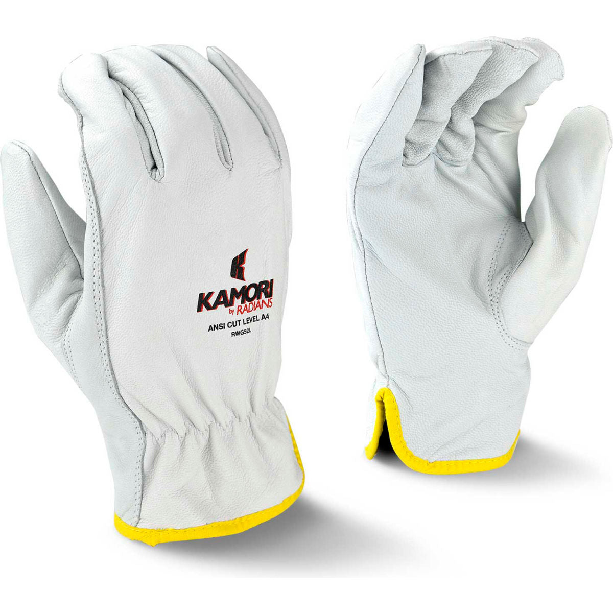 Radians Aramid, Leather Cut Resistant Gloves, ANSI A5, White, Size XL, Pack of 12