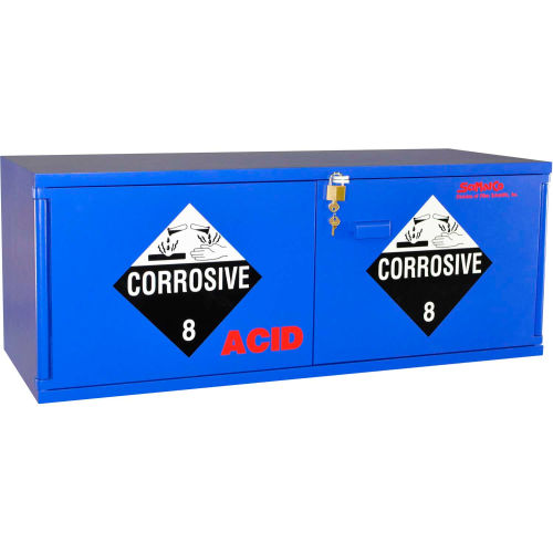 SciMatCo 2.5 Liter Acid Cabinet, Manual Close, 2 Door, Plywood, 47inW x 18inD x 18inH