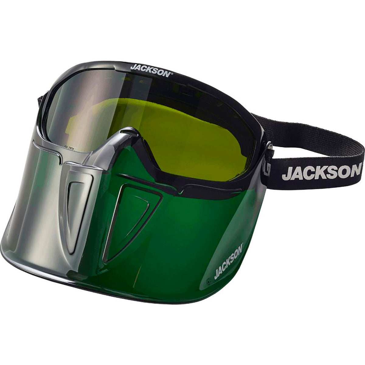 Jackson Safety GPL500 Safety Goggle with Flip Face Guard, Anti-Fog, Green Lens, Black Strap