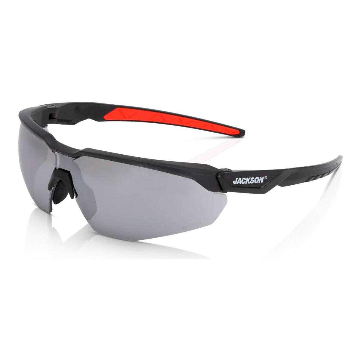 Jackson Safety H Series HyperGuard Safety Glasses, Smoke Mirror Lens, Red/Black Frame