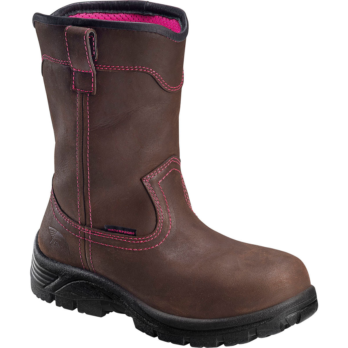 Avenger Framer Wellington Women's Work Boots, Composite Toe, Size 6.5W, Brown