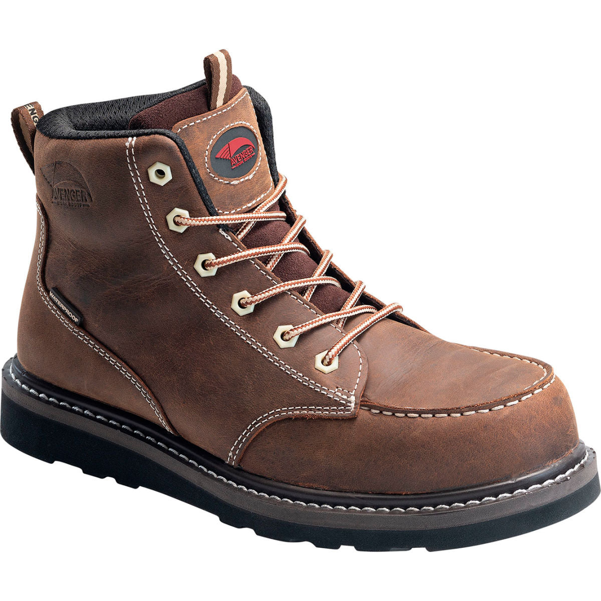 Avenger Wedge Men's Work Boots, Carbon Nano-Fiber Toe, Size 9M, Brown